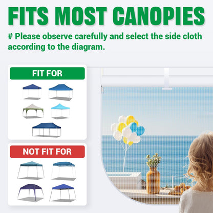 Acepic Instant Canopy SunWall for 10x10 Pop Up Canopy Frame with Mesh Window and Zipper, 99% Rainproof and UV Protection for Outdoor, Viewing the Scenery, and Ventilation (3 PCS Sidewalls Only, Black)
