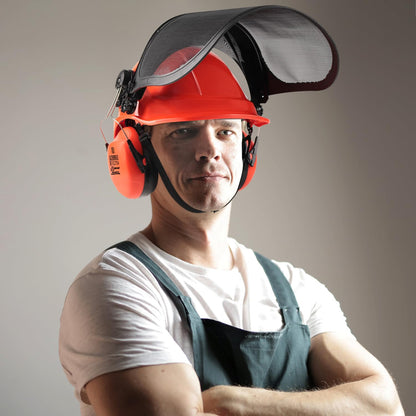 UM ULTRAMAXX 6-in-1 Chainsaw Helmet with Mesh Face Shield and Hearing Protection Ear Muffs, Forestry Safety Hard Hat Kits, ANSI Z89.1 Approved Certified Arborist Helmet, Orange