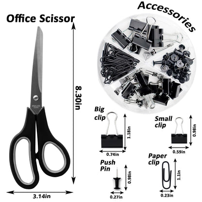 OfficeMate Stapler & Tape Dispenser Set - Black Desk Accessory Kit, Gift for Students, Women, Coworkers, Boss Lady, Office Clerks