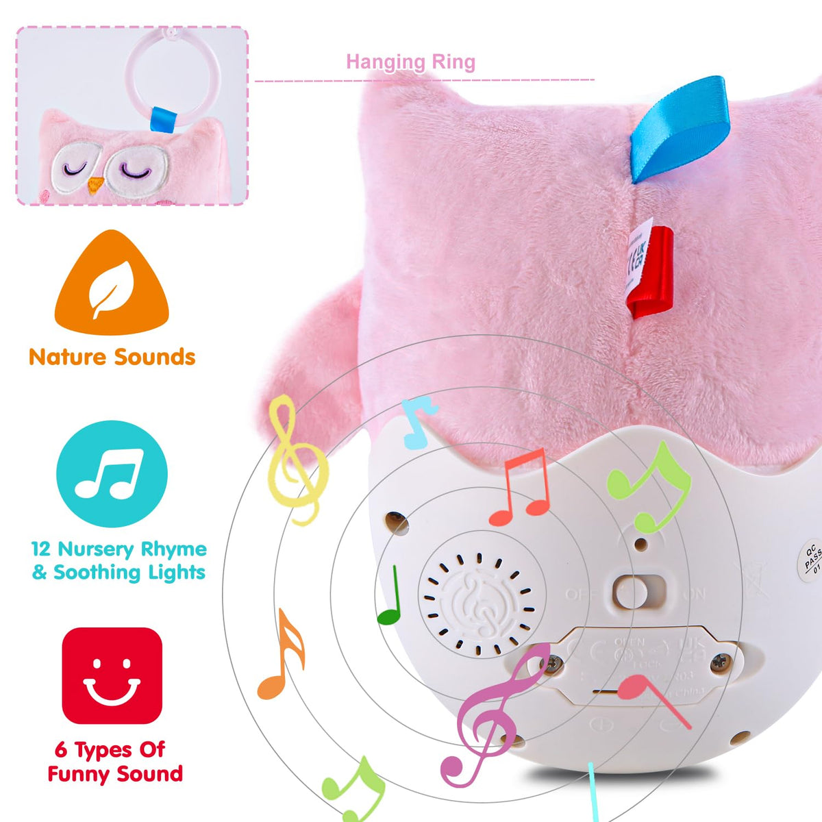 WOWOHAGE Baby Toys 0-6-12 Months, Plush Musical Toys, Cute Stuffed Animal Infant Toys with Light & Sounds, Roly-Poly Sensory Toy Birthday Gift for Newborn Boys & Girls