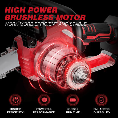 10 Inch Cordless Chainsaw for Milwaukee 18V Battery, Brushless Mini Chainsaw with Auto Oiler, Battery Power Cordless Chain Saw, Battery Powered Chain Saw for Wood Cutting (Tools only)