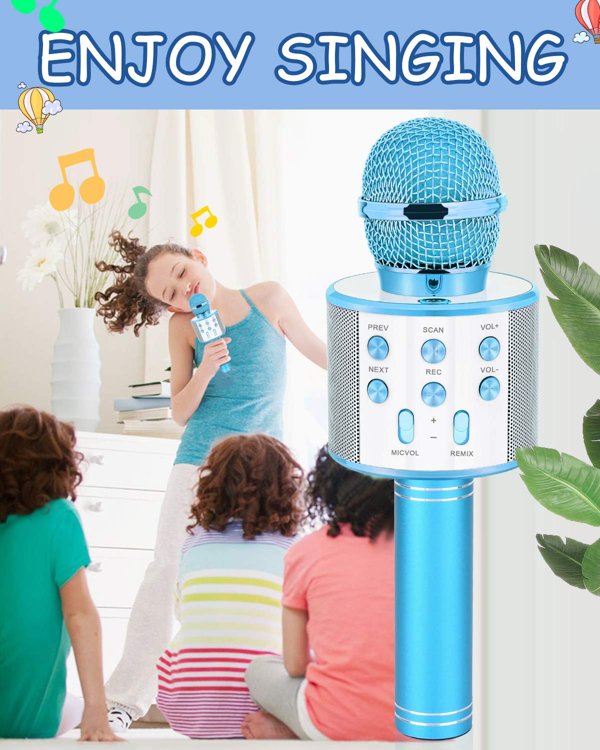 Dodosky Kids Toys Age 5 6 7 8 9 10, Karaoke Microphone for Kids Popular Toys for Girl Boy Age 5-12 Birthday Gifts for Teen Girls Boys Age 5-12 Party Gift for Girl Boy Age 4-12 - Blue