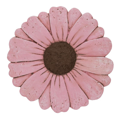 Landoraloria Cement Flower Stepping Stone 10” Daisy Garden Path Stone for Yard & Walkway Handcrafted Non-Slip Outdoor Patio Decor Weather-Resistant Cement Stone (Pink)