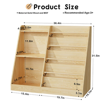 Lkeiyay 5 Tier Kids Bookshelf,Baby Bookshelf,Toy and Book Storage for Kids,Book Display Shelf,Natural