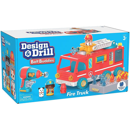 Educational Insights Design & Drill Bolt Buddies Fire Truck - Construction Toys & Toddler Tools, Kids Tool Set with Real Electric Drill Toy, Take Apart STEM Set, Building Kit & Gift for Ages 3+