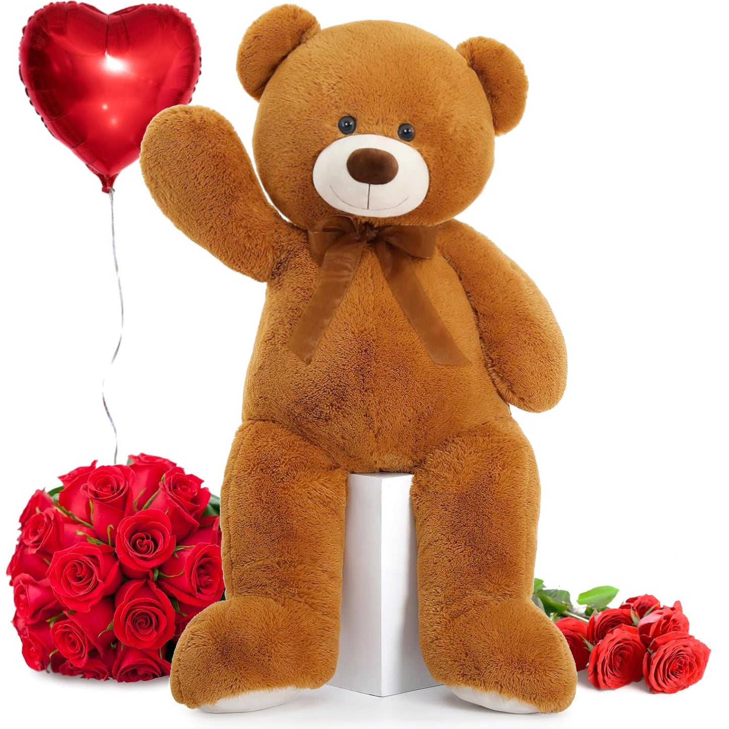 MorisMos Giant Teddy Bear Stuffed Animal 3ft, 36'' Big Brown Bear for Kid, 2025 Christmas Bear for Baby Shower, Large Stuffed Teddy Bear for Girlfriend Boyfriend Wife Mom Fiancée Valentine's Birthday