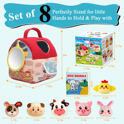 Soft Baby Animal Toys for 6-12 Months, Surprise Plush Barn with Stuffed Animals for toddlers 1-3, Montessori Sensory Toys for Infants Babies 6-12 months, Gifts for Baby Boys Girls 6-12 Months Birthday