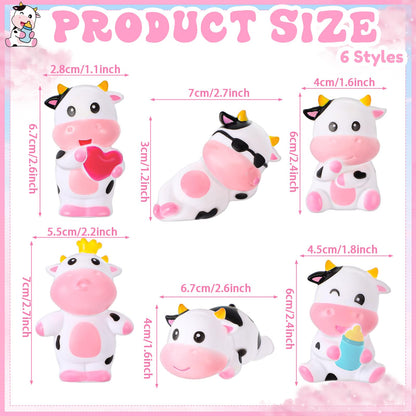 Jenaai 48 Pcs Cute Rubber Cows Bulk Squeak Floating Cow for Kids Bath Toys Rubber Animals Swimming Shower Bathtub Toy Favors for Party Baby Shower Dashboard Decor Carnival Gift