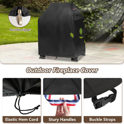 Outdoor Fireplace Cover,Heavy Duty 600D Waterproof Square Chimineas Fireplace Covers,Cover for Panovue Chiminea Fire Pit,32" L x 24" W x 45" H,Black
