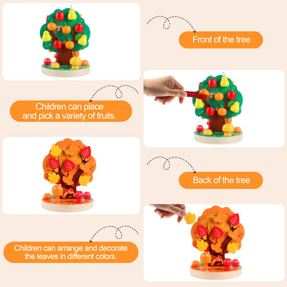 INIFEIDALA Montessori Apple Picking Magnetic Tree Toy-Wooden Peg Board Bead Game