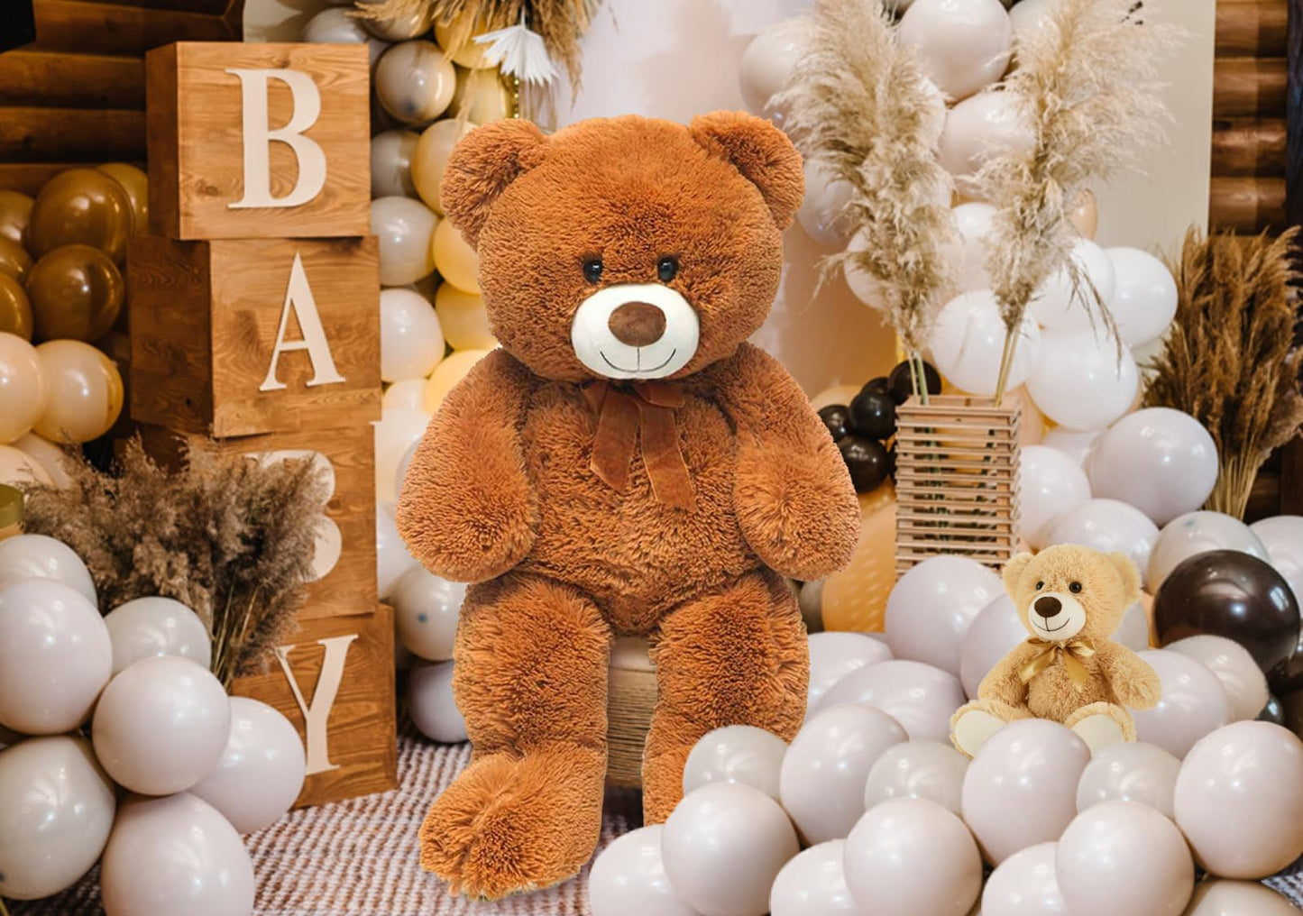 MorisMos Giant Teddy Bear Stuffed Animal 3ft, 36'' Big Brown Bear for Kid, 2025 Christmas Bear for Baby Shower, Large Stuffed Teddy Bear for Girlfriend Boyfriend Wife Mom Fiancée Valentine's Birthday