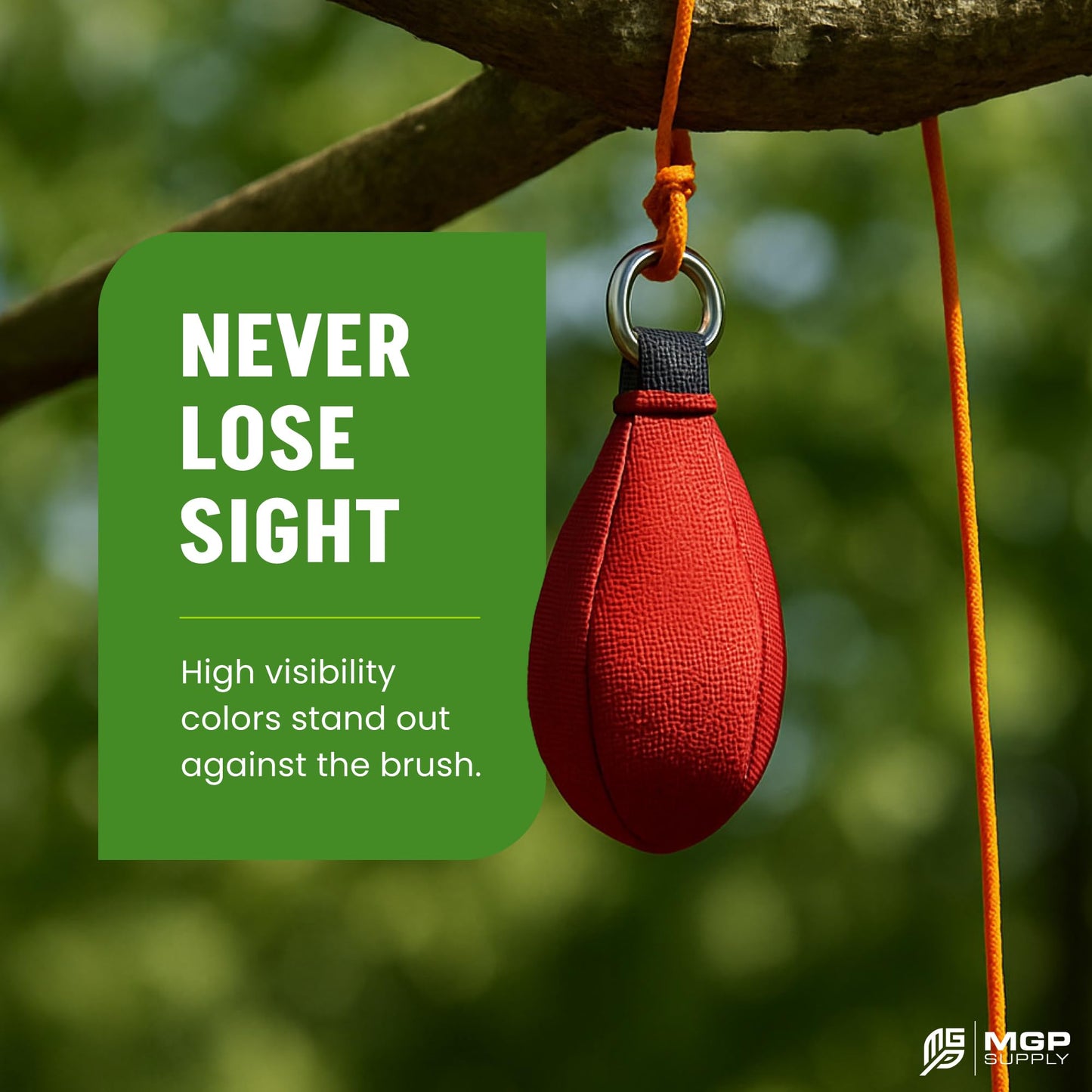 MGP SUPPLY Arborist Throw Line Kit | 11oz Throw Weight & 166ft Rope | Ultra Slick 100% Polyester Rope | Arborist Equipment For Tree Climbing