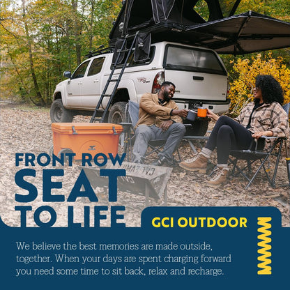 GCI Outdoor Kickback Rocker Camping Chair | Portable Folding Rocking Chair with Durable Armrests, Drink Holder & Relaxed Lowered Seat for Comfort — Loden Green