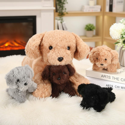 Skylety 5 Pcs Dog Stuffed Animal Puppy Stuffed with Babies Inside 1 Big Mommy with 4 Mini Baby Cute Soft Toy for Children Birthday Party Adopt a Puppy Favor(Lying Labrador)