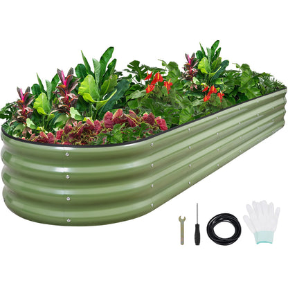 1MORE Galvanized Raised Garden Bed- Planter Garden Boxes Outdoor, Raised Beds for Gardening,8x2x1ft Metal Garden Bed Kit for Vegetables Flower, Planter Raised Beds with Tools.Green