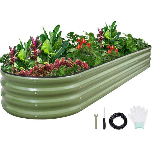 1MORE Galvanized Raised Garden Bed- Planter Garden Boxes Outdoor, Raised Beds for Gardening,8x2x1ft Metal Garden Bed Kit for Vegetables Flower, Planter Raised Beds with Tools.Green
