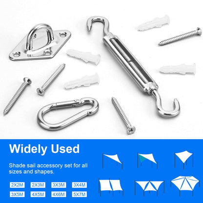 Sun Shade Sail Hardware Kit 6 Inch for Rectangle & Triangle Shade Sail Install, Stainless Steel Shade Sail Fixing Accessories for Outdoor Patio Canopy Garden, Heavy Duty Awning Attachment Set (44 Pcs)