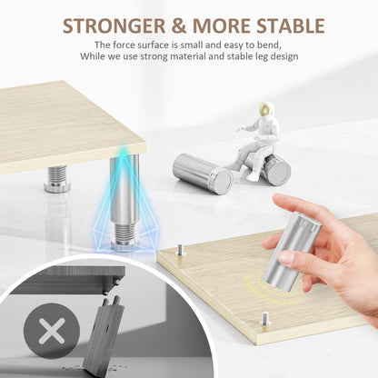 AX Waber Dual Monitor Riser - Adjustable Length & Angle, Wooden Stand for 2 Monitors with Storage