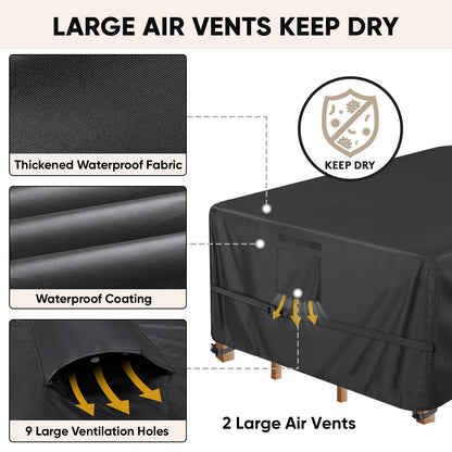 BALEINE Patio Furniture Covers, Outdoor Furniture Covers Waterproof, Heavy Duty Oxford Patio Table Cover for Outdoor Table, Chair, Sofa, Desk (Black, 138"L x 86"W x 32"H)