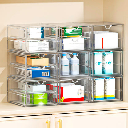 caktraie Desk Organizers And Accessories With 22 Drawers, 4 Pack Office Desktop Drawers, Plastic Makeup Organizer Containers Bins With Drawers Desk Organization, Bathroom Organizers Storage Case Box