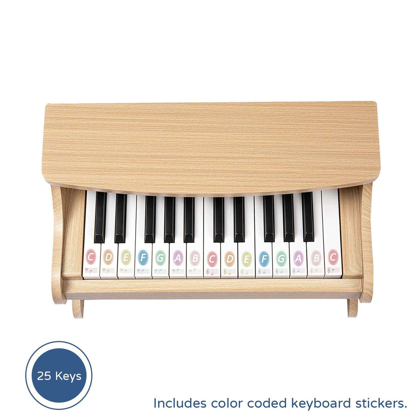 ZIPPY Kids Piano Keyboard, 25 Keys Digital Piano for Kids, Mini Music Educational Instrument Toy, Wood Toy for Toddlers Girls Boys (Oak)