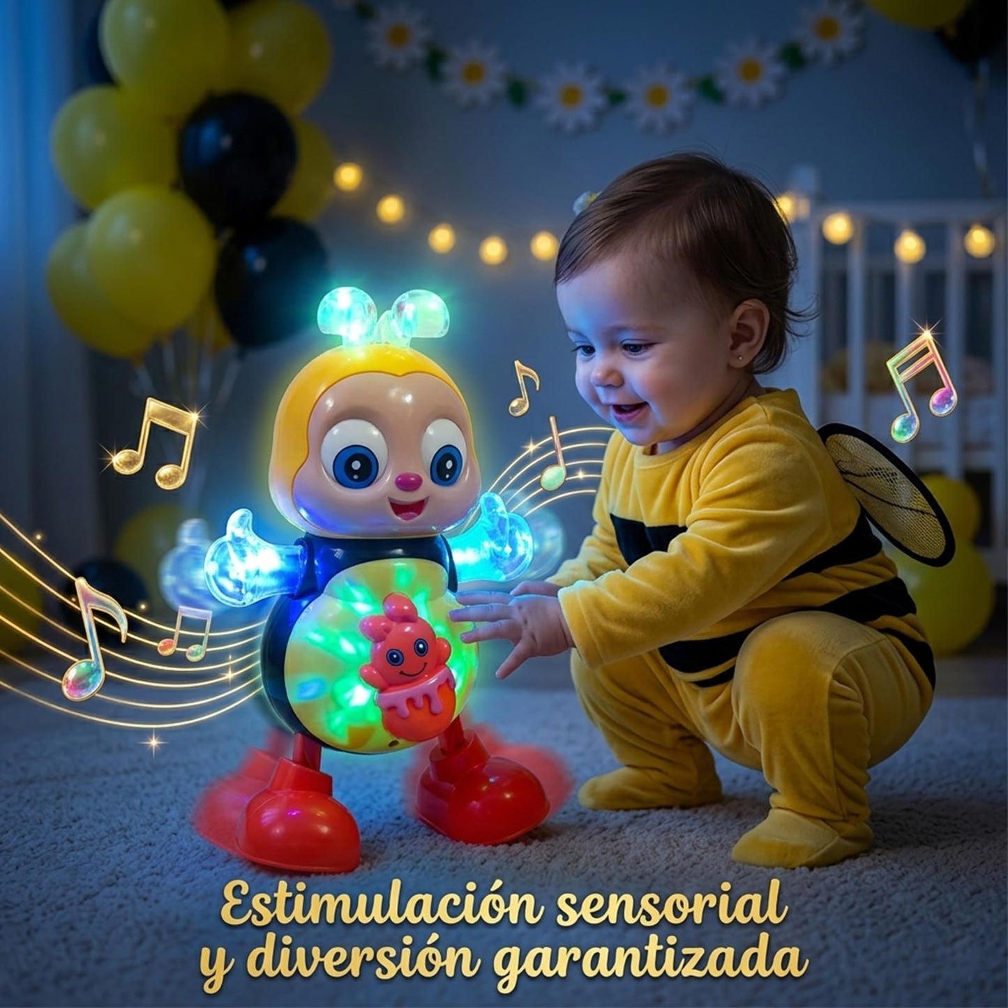 Dancing Bee Toy with Music & LED Lights - Abejita Chiquitita Interactive Walking Toy for Toddlers, Juguete de Abeja Bailarina para Niños, Sensory Learning Gift for Boys Girls 1 2 3+