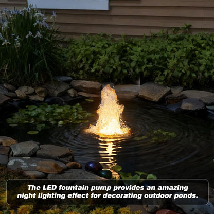 Pond Fountain Pump with LED Light for Outdoor Water Garden, 528GPH Submersible Pump Fountain Light Kits (Warm White) for Water Feature Koi Pond