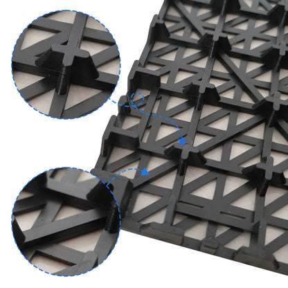 Jaderlu 12 Pack Modular Interlocking Cushion 11.6" x 11.6" Rubber Mat Floor Tile Mats Drain Pool Patio Balcony Yard Pet Area Washer Pad(Black)