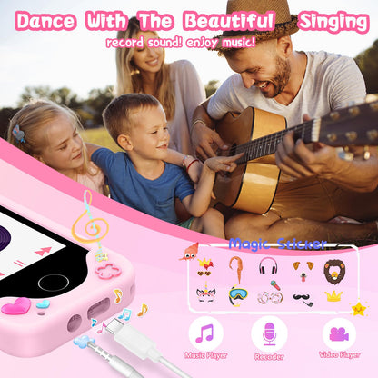 Kids Smart Phone with Dual Camera, Game & Music Player, Toddler Learning Play Toy Cell Phone, Gifts for Girls, Christmas, Birthday, Age 3-10, Light Pink