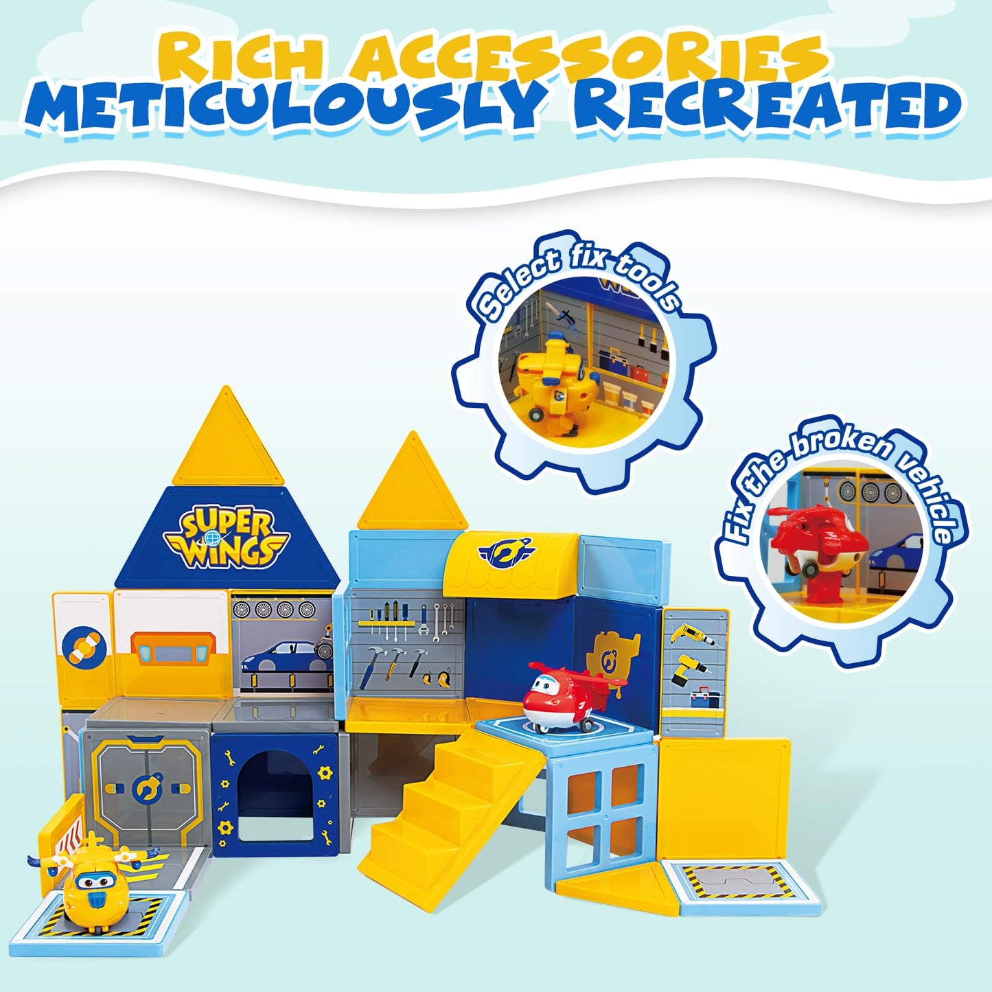 Super Wings Magnetic Tiles, Travel Magnetic Blocks with 2 Super Wings Transformable Toys, Learning Magnetic Building Blocks Sets, Magnets Tiles Toys for Boys Girls Kids Ages 3 4 5 6 7 8 9+ Year Old