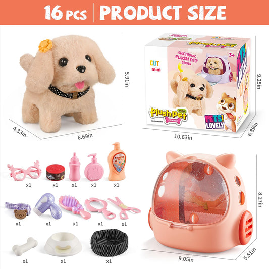 Vanvimen 16 Pcs Robot Dog Toys for Girls, Toys for 3 4 5 6 7 8 Year Old Girls Kids Boys, Realistic Robot Puppy Toy for 5-7 6-8, Ideas Birthday Gifts for Girl 3 4 5 6 Year Old