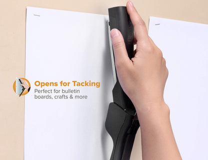 Bostitch Office Eco-Friendly Dynamo 4 in 1 Standup Stapler, Includes 420 Staples, 20 Sheet Capacity, Integrated Pencil Sharpener, Staple Remover & Staple Storage, Black