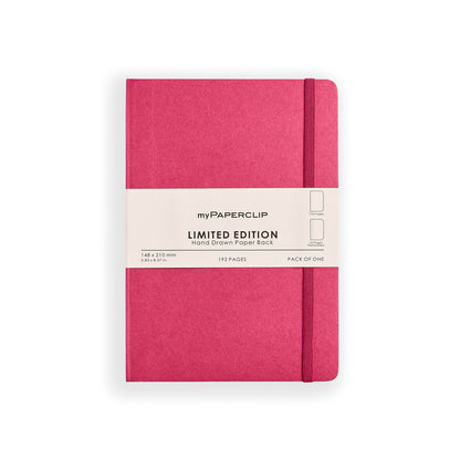 myPAPERCLIP Limited Edition A5 Plain Notebook | 192 Pages, 100 GSM, Soft Cover, A5 (5.83 × 8.27 in) | Flat Lay | Bookmark & Elastic Closure | Ruby