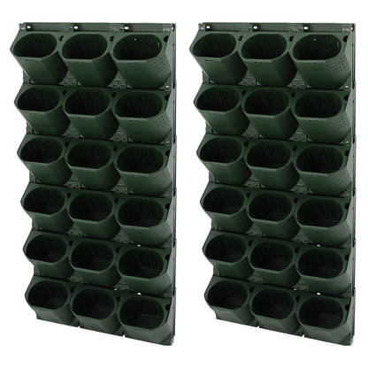 kunghei 36-Pot Wall Mounted Planter – Vertical Wall Planter with Water Storage Layer, Stackable Flower Pot Holder for Indoor Outdoor Garden Balcony (12 * 3-Pot) (Army Green)