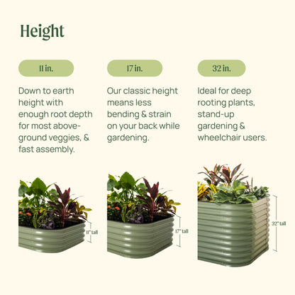 Vego garden 17" Tall 42" Round Raised Garden Bed Metal Raised Bed Planter Box for Vegetables Flowers Patio, Modern Gray