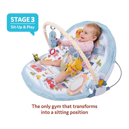 Yookidoo Baby Gym Urban Lay to Sit-Up Playmat. 3-in-1 Newborns Activity Center with Tummy Time Toys, Pillow & Infant Miror. 0-12 Month