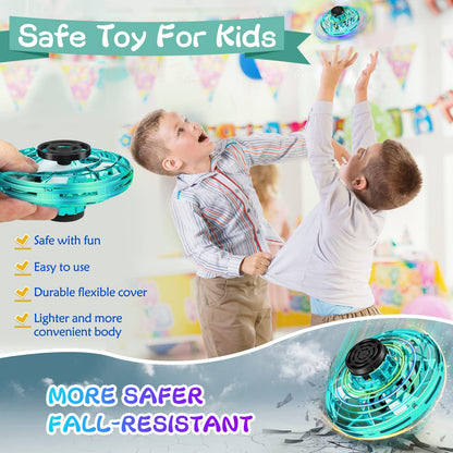Flying Spinner, FingerToys Magic Flying Spinner, Mini Drones for Kids Adults, Hand Operated Drones Small Sensor Flying Ball Toy with LED Light Indoor Outdoor