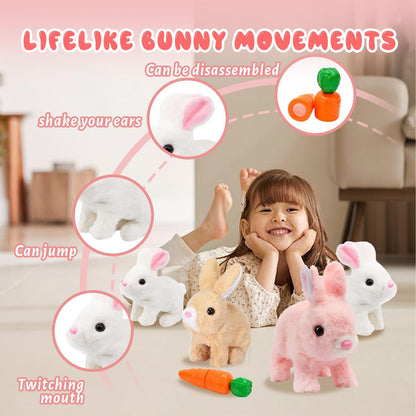 SUQ My Realistic Bunny Toy Interactive Realistic Stuffed Bunny with Moving Ears & Nose, Lifelike Rabbit Plush Toy for Kids Girls Boys Easter Birthday Gift