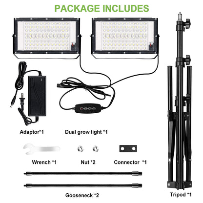 LBW Grow Lights for Indoor Plants,Full Spectrum Standing Plant Grow Light with 4/8/12H Timer, 6 Dimmable Levels,68" Adjustable Tripod, Floor Grow Lamp for Large Indoor Plants, Dual Heads Plus