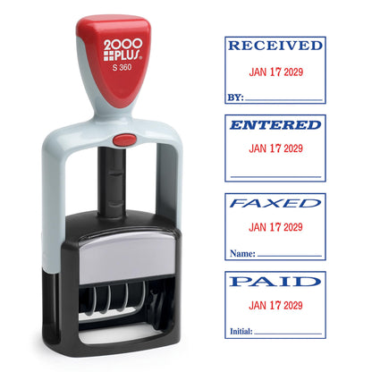 2000 Plus® Self-Inking Date and 4 Phrase Stamp, Blue/Red