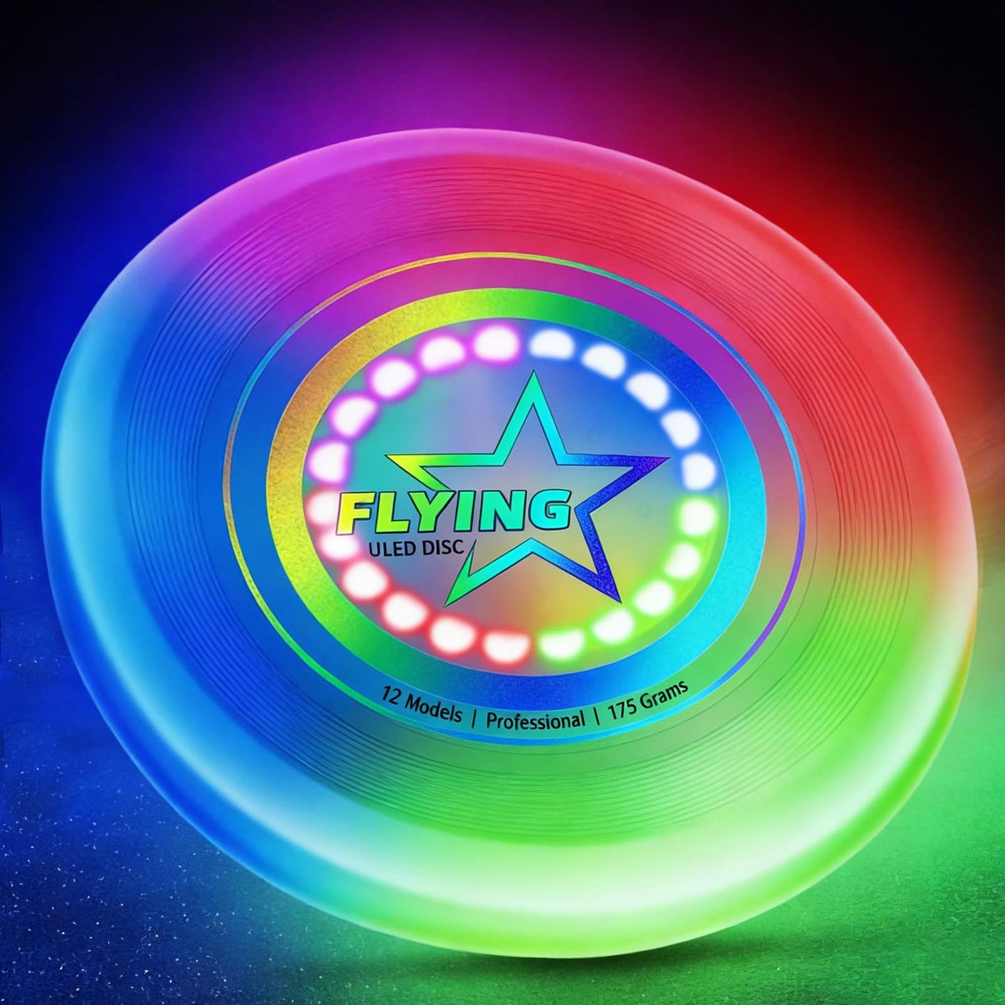 Umnodobn Light Up Flying Disc Toy Kids, Adults, Teens – 7 Glow in the Dark Modes, 22 Bright LEDs, Rechargeable, Outdoor Flying Sport Disc for Night Games, Family Fun, Beach, Park, Camping