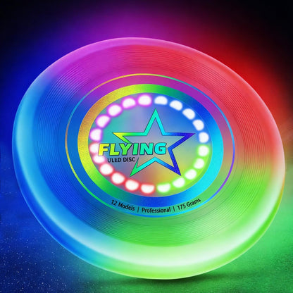 Umnodobn Light Up Flying Disc Toy Kids, Adults, Teens – 7 Glow in the Dark Modes, 22 Bright LEDs, Rechargeable, Outdoor Flying Sport Disc for Night Games, Family Fun, Beach, Park, Camping