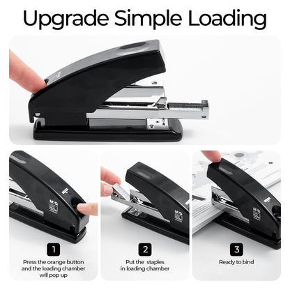 M&G Effortless Stapler for Desk, 50 Sheet Capacity, Heavy Duty Desktop Stapler with 1000 Staples & Staple Remover, One Finger Touch, Good for Office Home School, Black