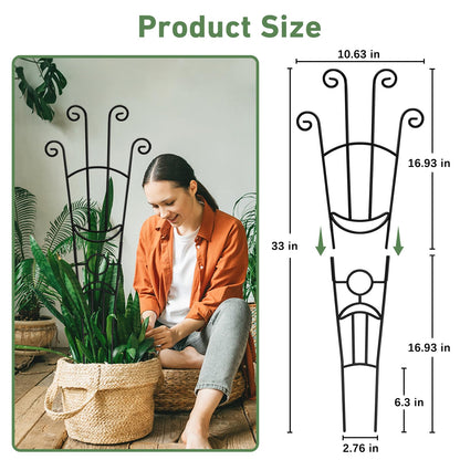 Xeeol 32.6in Plant Trellis for Climbing Plants Indoor Outdoor, Expandable Large Metal Garden Trellis for Potted Plants, Heavy-Duty Tall Pothos Plant Climber Support for Ivy Pothos Hoya Monstera, 2P