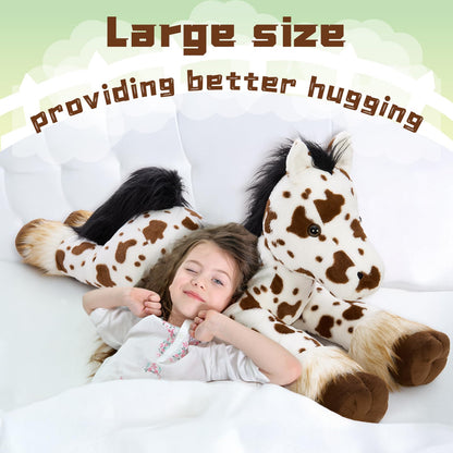 MaoGoLan 47" Giant Horse Stuffed Animal Plush Pillow - Appaloosa Spotted Stuffed Horse Toy for Girl Boy Kid, Ridable Stuffed Pony Spotted Horse Plush for Mother's Day Birthday Gift, Baby Shower Decor