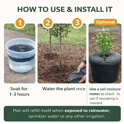 SteadySpring(R) Smart 30+Day Watering Mat Auto Refills with Rain for Tomato Plants, Peppers, Veggies, Perennials, Annuals in 1-2 Gallon Containers or with a 7 in to 10 in Root Ball (1)