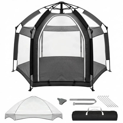 Palopalo Black Pop Up Baby Beach Tent - UPF50+ Sun Protection Canopy & Mosquito Net, Instant Setup Portable Playpen for Indoor & Outdoor Play, Lightweight Pack and Play Yard
