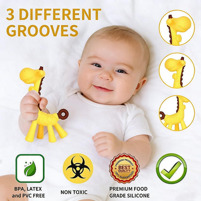 HAILI XMGQ Baby Teething Toys 3-6 Months, Baby Chew Teether Freezer BPA Free, Babies Teething Relief for Infants, Banana Toothbrush, Fruit Shape Giraffe Newborn Teether Gift for Baby Boy and Girl
