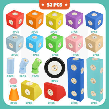 Joyfresh ABC Foam Magnetic Blocks for Toddlers, 52pcs, Building Letters Block for Kids 2 3 4 5 Years Old, Alphabet Blocks Toys Gifts for Boys Girls