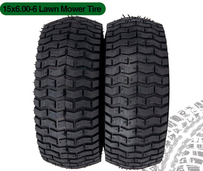 15x6.00-6 Lawn Mower Tire and Wheel Front Tire Compatible with John Deere Craftsman Husqvarna Riding Mowers Lawn Tractors